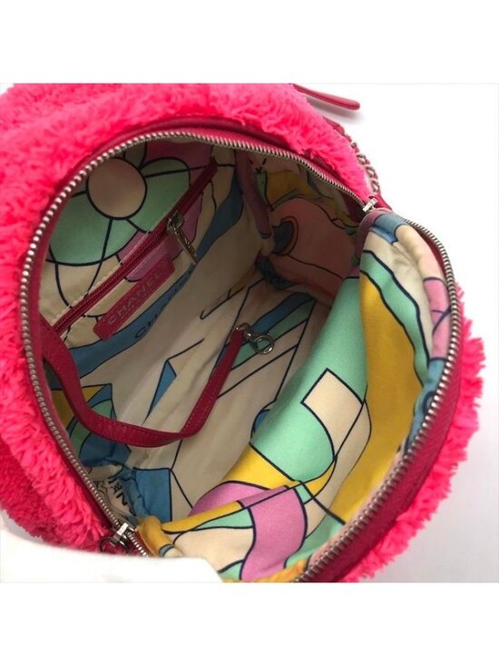 Chanel CC Logo Turnlock Quilted Pile Mini Chain Pack Backpack Pink main image 8